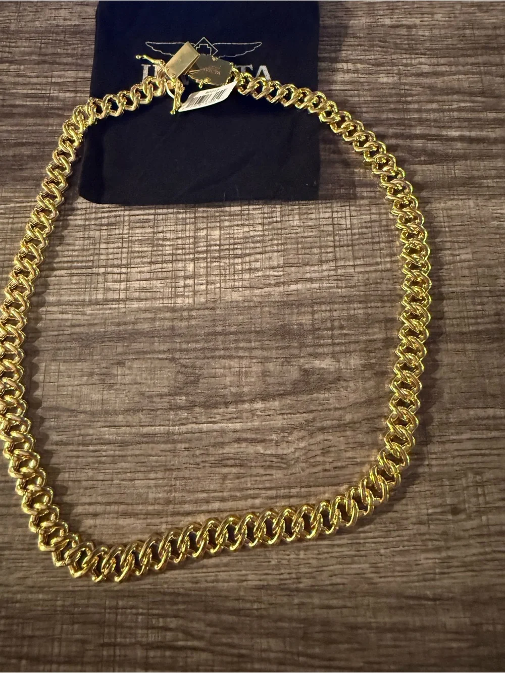 Invicta Elements Men’s XL Drip Chain Gold Cuban Link Necklace with Green Stones